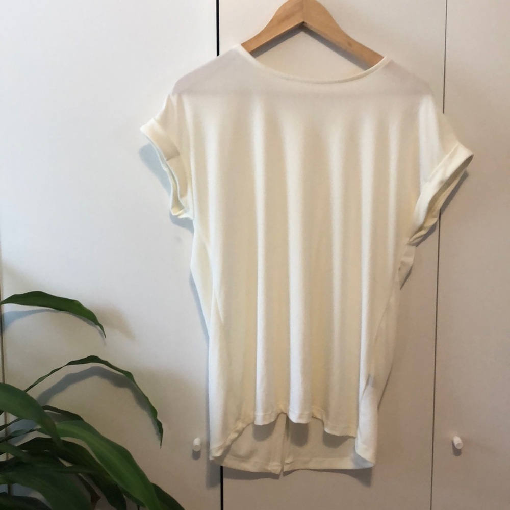 White open slit back white blouse